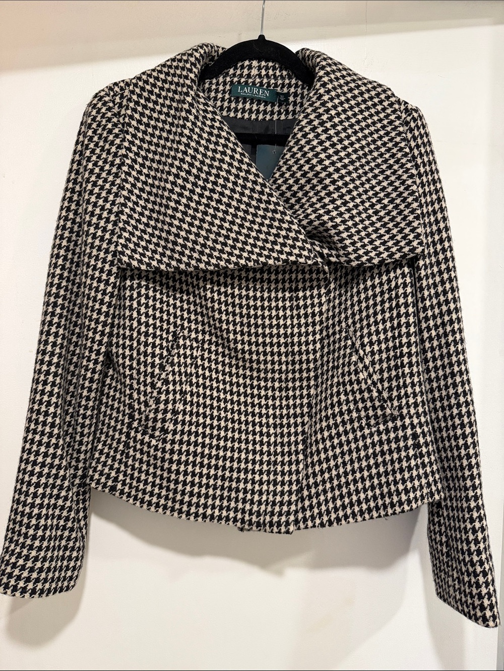 NWT Ralph Lauren Houndstooth Wool Blend Blazer Jacket